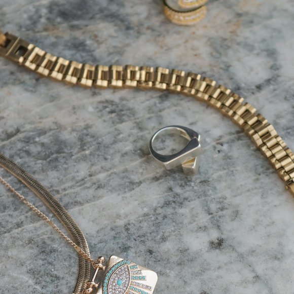 Gold Double Layered Evil Eye Necklace - Picture 9 of 9